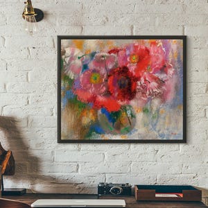 Giclée Fine Art Print; &quot;Poppies On A Grey Background&quot; By Augusto Giacometti; Fine Art Print; Giclée Print; Impressionism; Impressionist Art