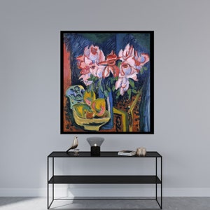 Giclée Fine Art Print; &quot;Pink Roses&quot; By Ernst Kirchner; Fine Art Print; Giclée Print; Ernst Kirchner; Symbolism Art Print; Symbolism Art
