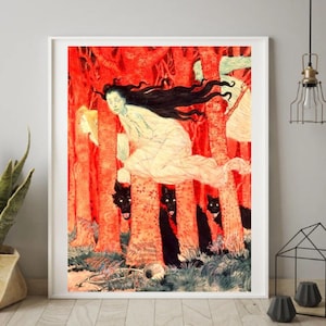 Giclée Fine Art Print; &quot;Three Women And Three Wolves&quot; By Eugene Grasset; Fine Art Print; Giclée Print; Art Nouveau Print; Art Nouveau