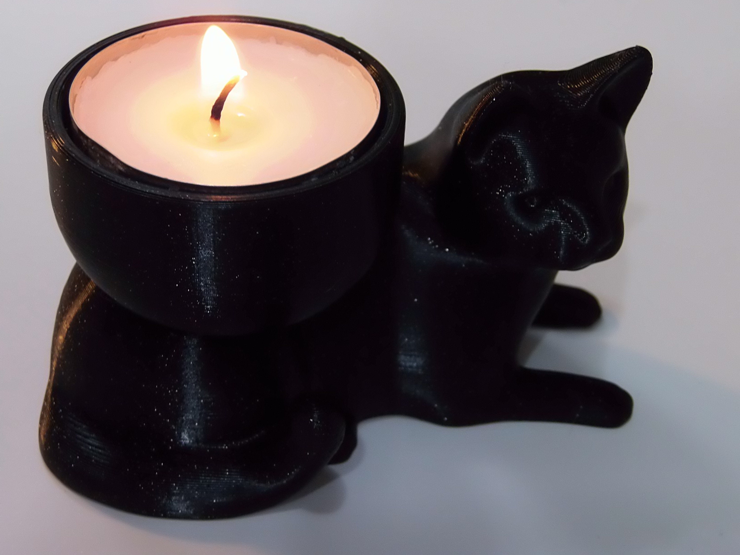 HALLOWEEN BLACK CAT Tea Light Candle Holder With Free Tealight Etsy UK