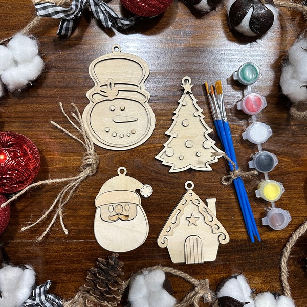 Juego de pintura de adornos navideños para niños/hecho en casa/artesanía navideña