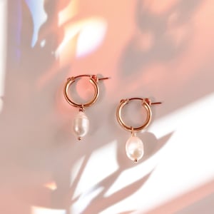 Gold Pearl Huggie Hoop Earrings, Everyday Easy To Wear Jewelry, Jewelry for Weddings, Bridal Jewelry, Gift For Bridesmaids