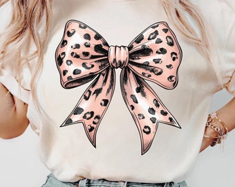 Leopard Coquette Bow Png, Blush Pink Png, Leopard Print Bow Clipart Animal Print Png, Trending Png, Retro Girly Shirt Design for Sublimation