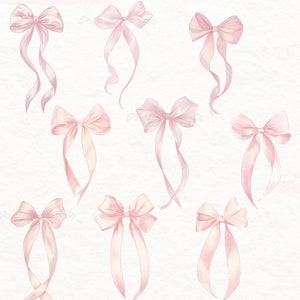 9 fiocchi rosa PNG Coquette Home Decor collage fiocco sottile PNG ragazza fiocco rosa trendy Coquette nastri maglietta estetica design sublimazione clipart