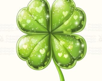 12 Glam Shamrock PNG Bundle, Cottagecore Clover Clipart, Lucky Four Leaf Clover Digital Art, St. Patrick’s Day Printable Sublimation Irish