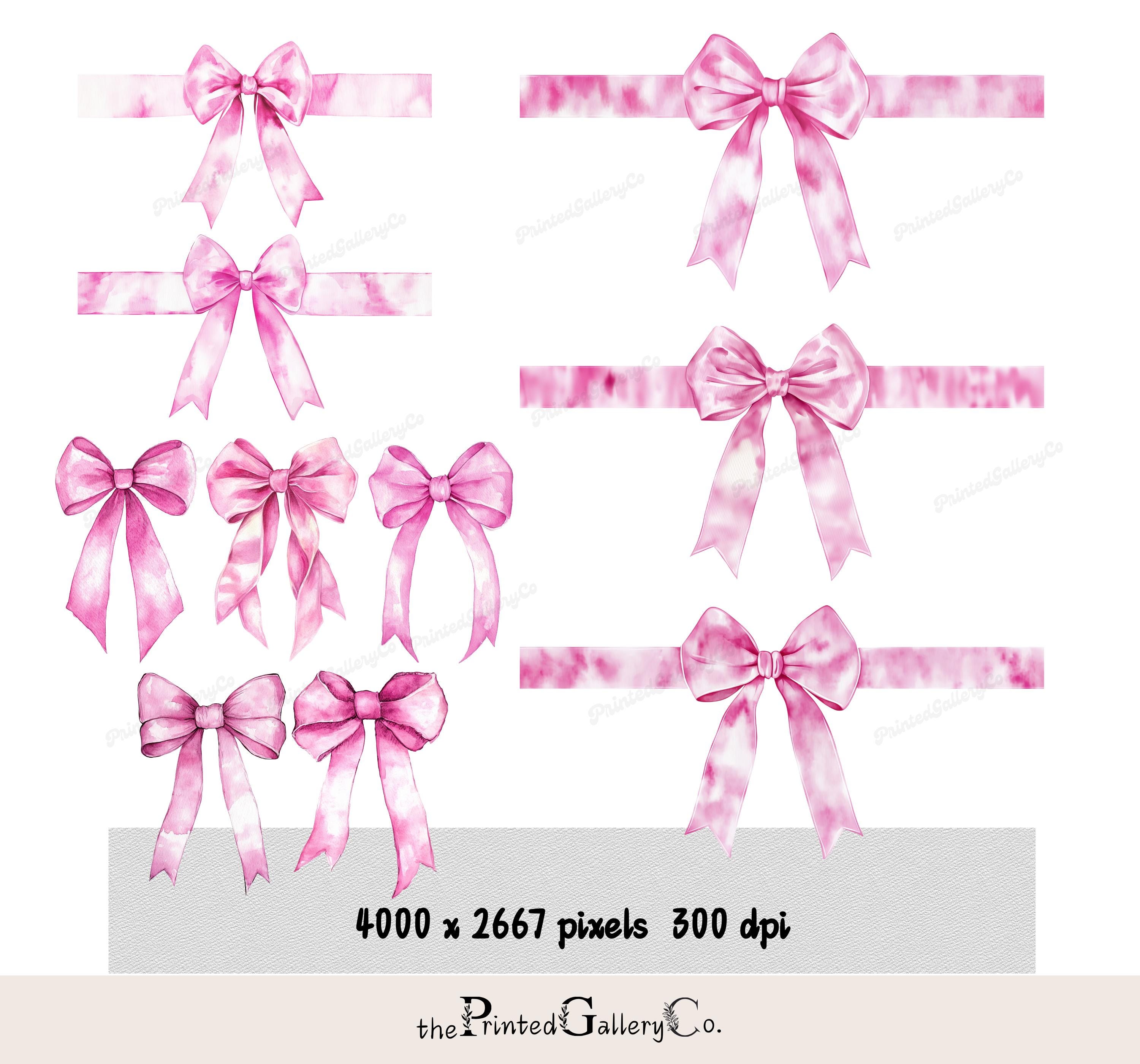 10 Pink Coquette Bows Clipart, Watercolor Ribbon Clipart, Soft Girl ...