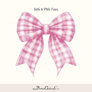Pink Plaid Coquette Ribbon Bow PNG, Pink Gingham Bow PNG, Plaid bow png, pink coquette bow png, Watercolor bow png, ribbon png, trendy png