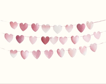 Heart Valentine Banner Clipart Pink Valentines Day Overlay PNG Cute Hearts Clip Art for Printable Invitations Scrapbooking & Sublimation
