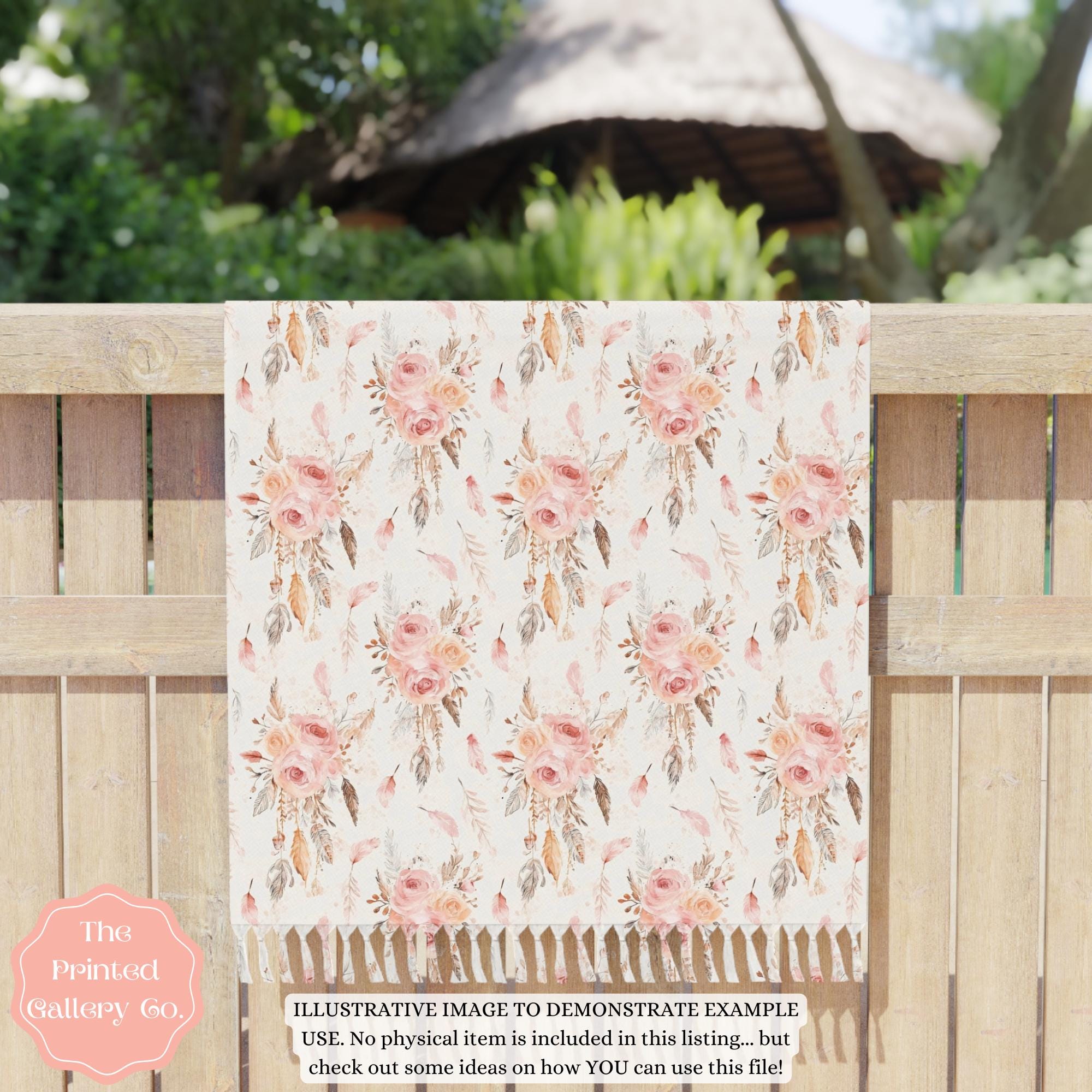 Boho Seamless Pattern, Watercolor Beige and Pink, Shabby Chic Repeating ...