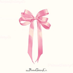 Pink Bow Png Girly Coquette Ribbon Bow Clipart, Preppy Watercolor Bow Clip Art, Trendy Bow Shirt png, Bow Drawing kawaii Hair Bow Png