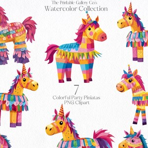7 kleurrijke verjaardag paardvormige piñata clipart, feestelijk paard feest decor png, leuke verjaardag illustraties voor kinderen illustraties voor doe-het-zelfprojecten