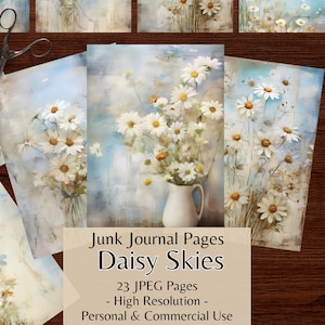 Vintage Daisy Junk Journal Pages | Whimsical Floral Ephemera | Printable Scrapbooking Kit | Aesthetic Collage Paper for Cards & Crafts