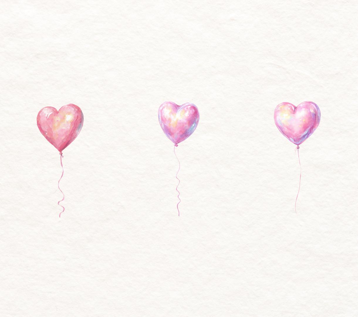 Pink Heart Balloons PNG Clipart Bundle | Valentine Heart Balloon ...