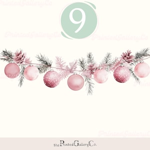 Watercolor Pink Christmas Garland Png Clipart, Boho Neutral Xmas Border Clip Art Holiday Ornaments Frame Digital Download sublimation design