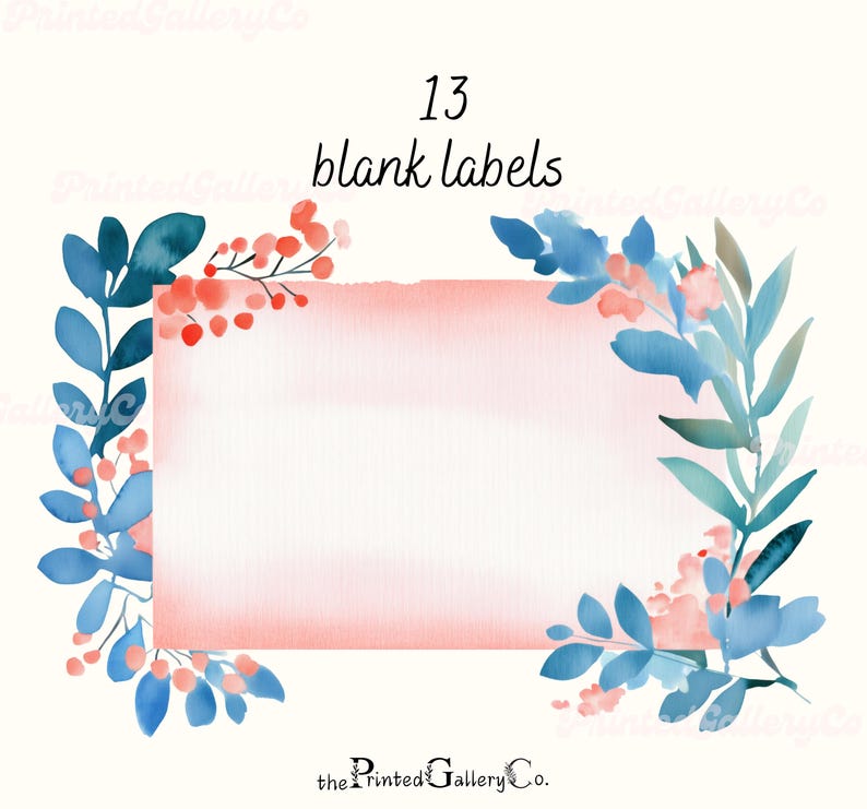Printable Spring Floral Blank Labels PNG, Printable Blank Add Text Tag ...