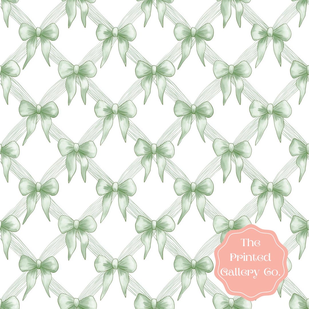 Green Bow Ribbon Trellis Seamless Pattern (JPEG Digital Paper) - Etsy