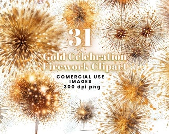 Celebration Gold Firework PNG Bundle, Glitter Firework Clipart, Wedding Overlay Collage Images, New years eve overlay, New years NYE Graphic