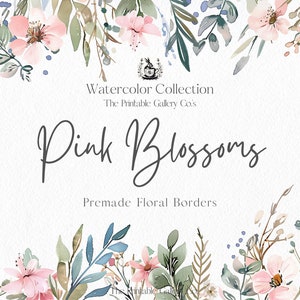 Bordures florales aquarelles, bordures de feuillage, fleurs sauvages, aquarelle fleurs Clipart - bordures premade - mariage Clipart - clipart bordures