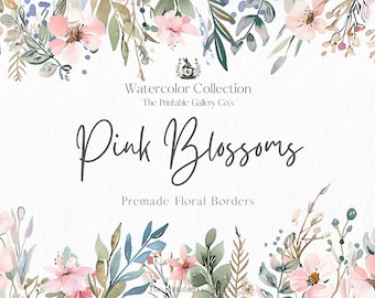 Watercolor Floral Borders, Foliage Borders, Wild Flowers, Watercolor Flowers Clipart - Premade Borders - Wedding Clipart - Borders Clip art