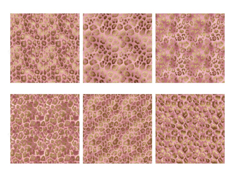 Rose Gold Glitter Cheetah Print Digital Paper, Light Pink Leopard ...