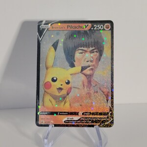 Carte de célébrité Pikachu de Bruce Lee (oeuvre d'art originale sur mesure) icône étoile mondiale malade de l'aigle