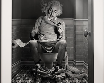 Funny Bathroom Wall Art - Albert Einstein - Instant Download - altered style - Funny Poster - bar decor - Amusing Toilet Humor
