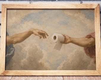 Funny Bathroom Wall Art - Michelangelo - Bathroom Wall Art - Instant Download - altered style - Toilet Paper Parody