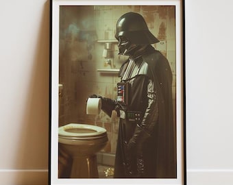 Funny Bathroom Wall Art - Darth - Star Bathroom prints - Amusing Toilet Humor Decor - bar decor - Instant Download - Funny Poster