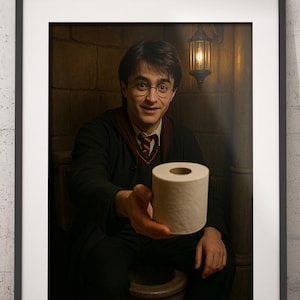 Funny Bathroom Wall Art - Wizard - Bathroom Wall Art - Instant Download - Magical Boy - Wizard School Humor Print - toilet humor Potter image 1