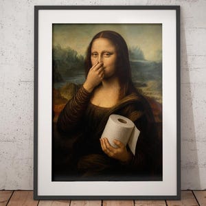 Funny Bathroom Wall Art- Mona Lisa - Bathroom Wall Art - Digital Download  - altered style - Humorous Bathroom Renaissance Art