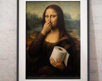 Funny Bathroom Wall Art- Mona Lisa - Bathroom Wall Art - Digital Download  - altered style - Humorous Bathroom Renaissance Art