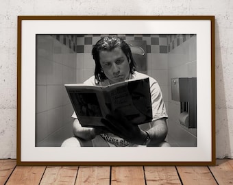 Funny Bathroom Wall Art - Retro Crime Movie - Toilet scene - Bathroom Wall Art - Instant Download - altered style - iconic scene - pulp