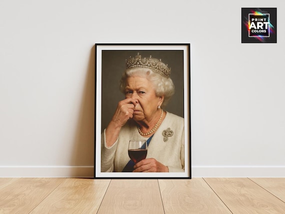 Funny Bathroom Wall Art - Vintage Queen Portrait - Amusing Toilet Humor Decor - Funny bar decor, Instant Download - Funny Bathroom Poster