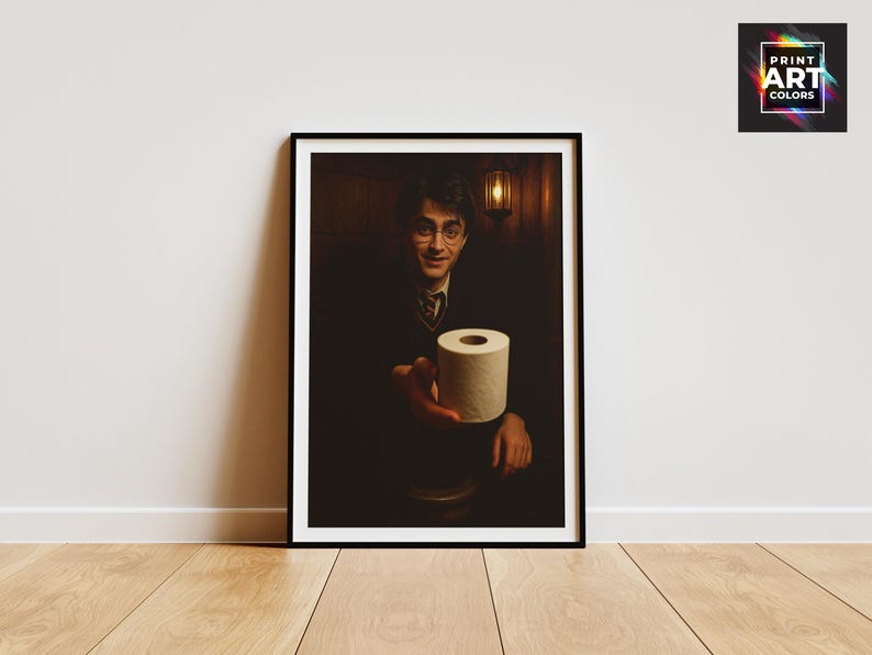 Funny Bathroom Wall Art - Wizard - Bathroom Wall Art - Instant Download - Magical Boy - Wizard School Humor Print - toilet humor Potter image 2