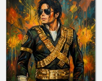 Michael Canvas Art Print - Retro Wall Decor, Pop Legend Artwork, Perfect Gift for Fans & Collectors