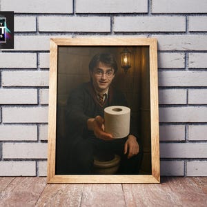 Funny Bathroom Wall Art - Wizard - Bathroom Wall Art - Instant Download - Magical Boy - Wizard School Humor Print - toilet humor Potter image 3