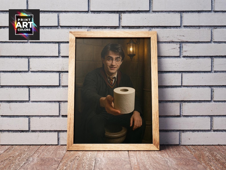 Funny Bathroom Wall Art - Wizard - Bathroom Wall Art - Instant Download - Magical Boy - Wizard School Humor Print - toilet humor Potter image 3