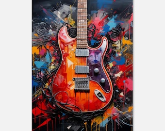 Guitar Canvas Wall Art | Vintage Music Decor Canva Print | Acoustic Guitar Art Gift for Musicians & Music Lovers
