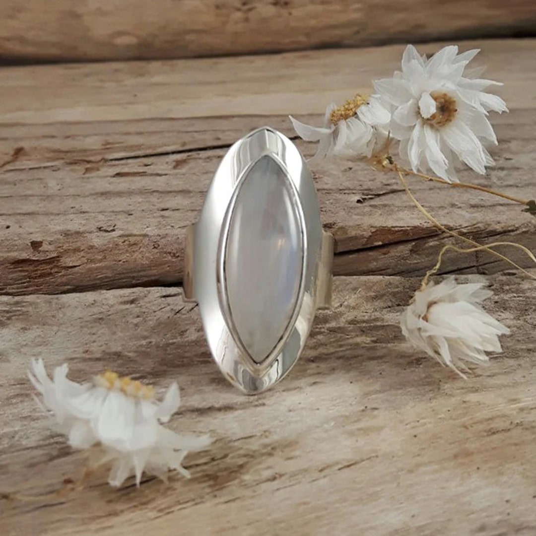 Natural Moonstone Ring Moonstone Silver Ring Handmade Etsy