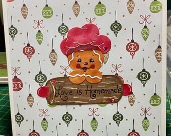 Christmas Gingerbread Man Card handmade and unique