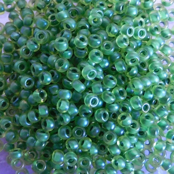 Miyuki 11/0, Seed Beads, 11-1926,  Semi Frosted Green Pea Chartreuse Center Lined, Limited Quantities, Glass Beads, Fair Prices