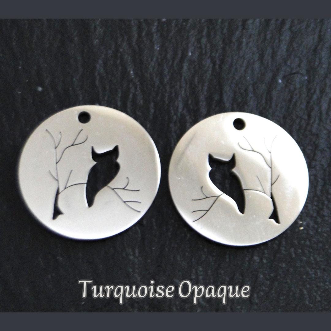 2 Breloques de Hibou, Acier Inoxydable, Découpe Ajourée, Charmant et Sobre, Pour fabri