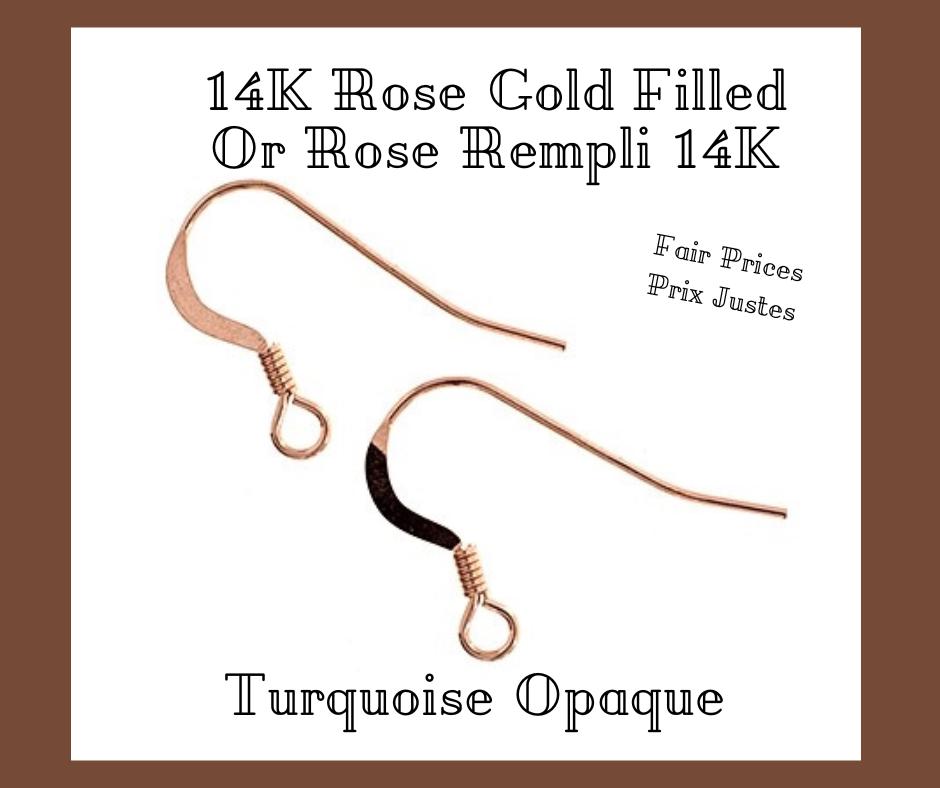 14k Rose Gold Filled Flat Coil Fishhook Ear Wires - 10pcs DIY Earring Hooks, BeadtifulStyle