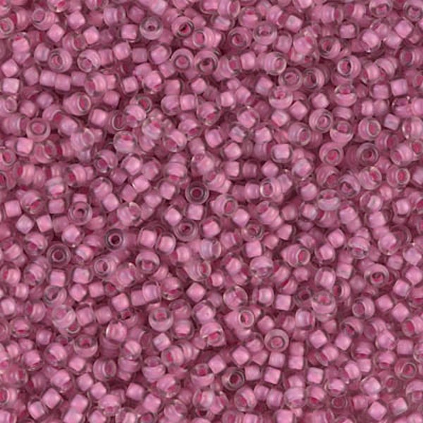 Miyuki 11/0, Seed Beads, 11-1931, Light Raspberry center Lined Crystal Semi-Frosted, Limited Quantity, Glass Beads, Fair Price