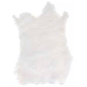May include: A fluffy, white sheepskin rug with an irregular shape. The rug has a soft, textured surface and a natural, organic appearance. The color is a bright, clean white, suitable for a variety of interior design styles.