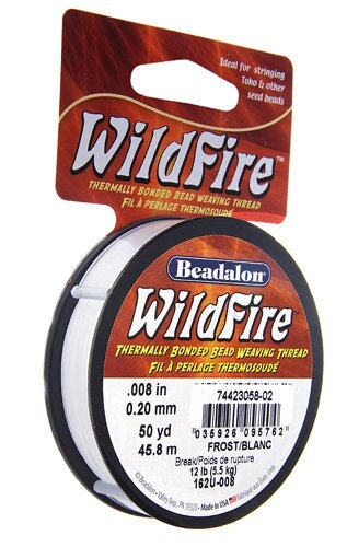 Wildfire Beading Thread, White, Size .008 in or 0.20 Mm, Thermally