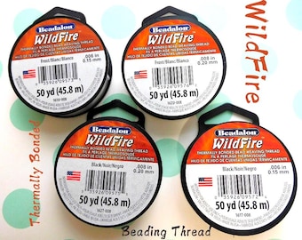 WildFire-Faden, schwarz oder weiß, 0,15 mm (0,006 Zoll) oder 0,20 mm (0,008 Zoll), Perlwebfaden, heißversiegelt, 45,8 m (50 V), Beadalon, 4,5 kg (10 lbs)