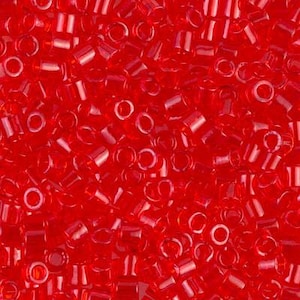 Delica, Transparent Red Orange, Miyuki 11/0, DB 0704, Directly from the Supplier, Great Selection of Delica