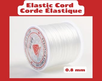 Elastic Stretch Beading Cord, Transparent, 0.8mm or 0.031in, Flat Elastic Trhead, 100% Nylon Crystal, 10m / 393'', Does not break