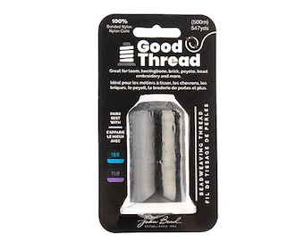 Hilo para abalorios, tamaño B, Tex 35, negro, 500 m, 100 % nailon reforzado, hilo de buena calidad, hilo especial para abalorios JBC, hilo de nailon, carrete